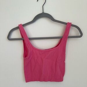 Pink Ribbed Crop Top